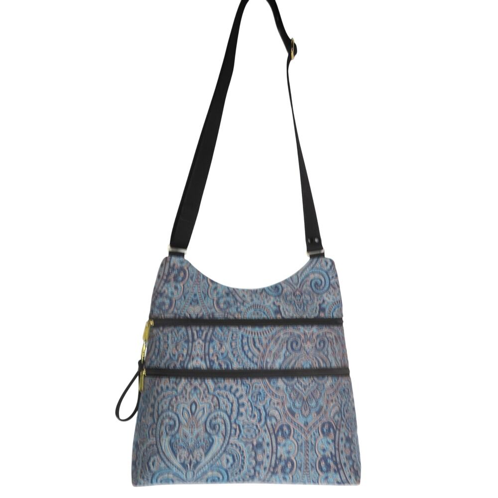 New DANNY K Light Blue Tapestry Hobo Shoulder Crossbody Bag USA